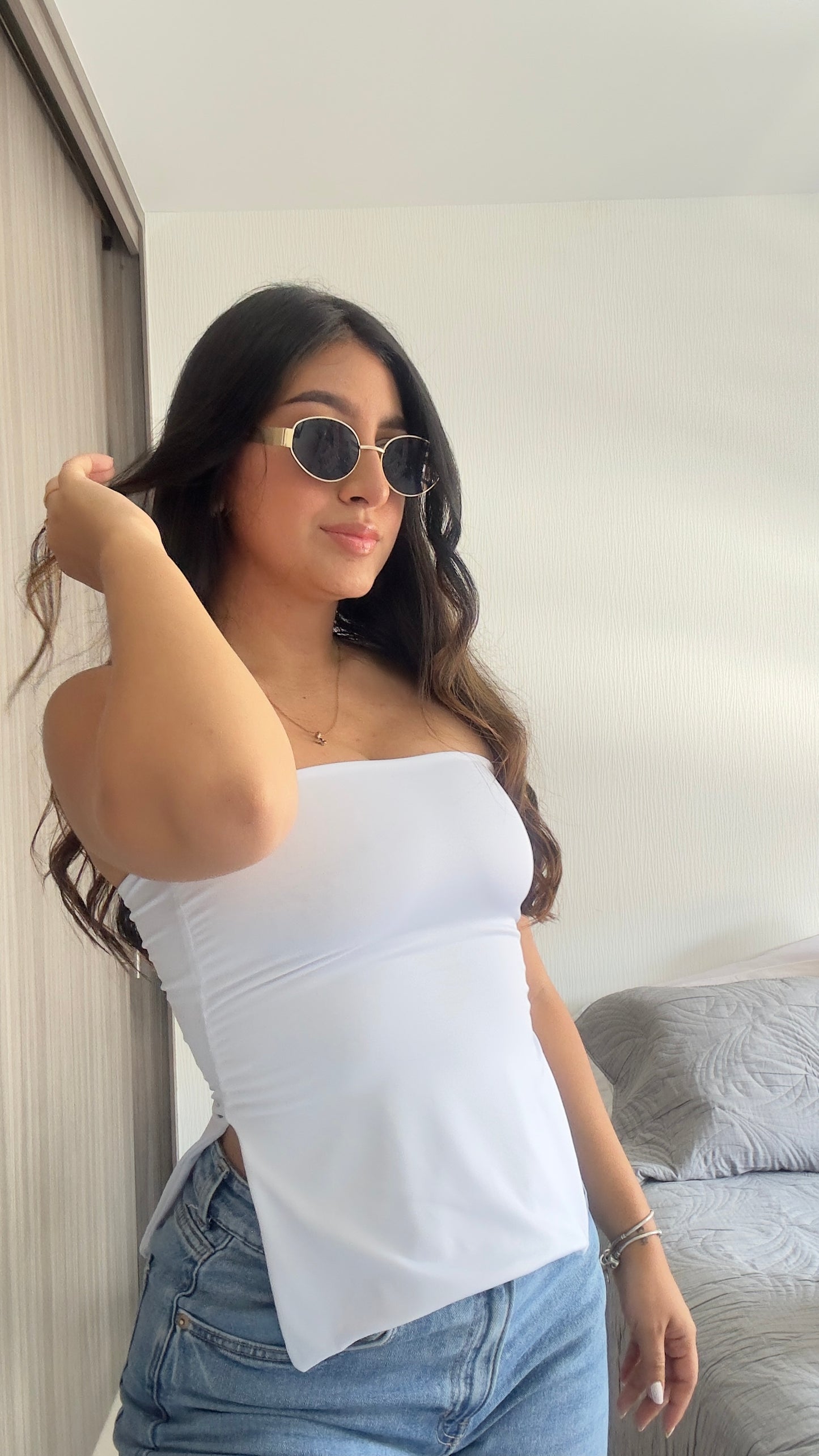 Blusa straple abertura laterales