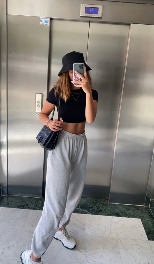 Crop top básico manga corta